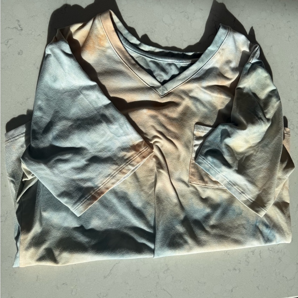 ZYIA Women’s V-Neck Tie-Dye Pocket Tee - SO SOFT